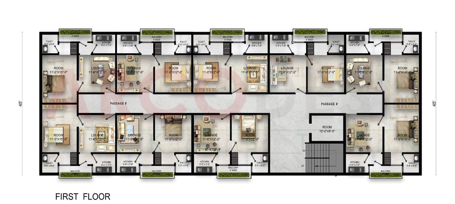 First Floor Plan of Z One Tower Near Eighteen Islamabad