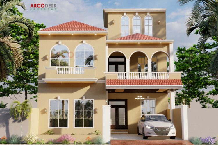 8 Marla Spanish House Elevation Design In G13 Islmabad