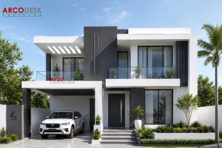 1 Kanal Elegant Modern House Design in Airport Green Garden Rawalpindi