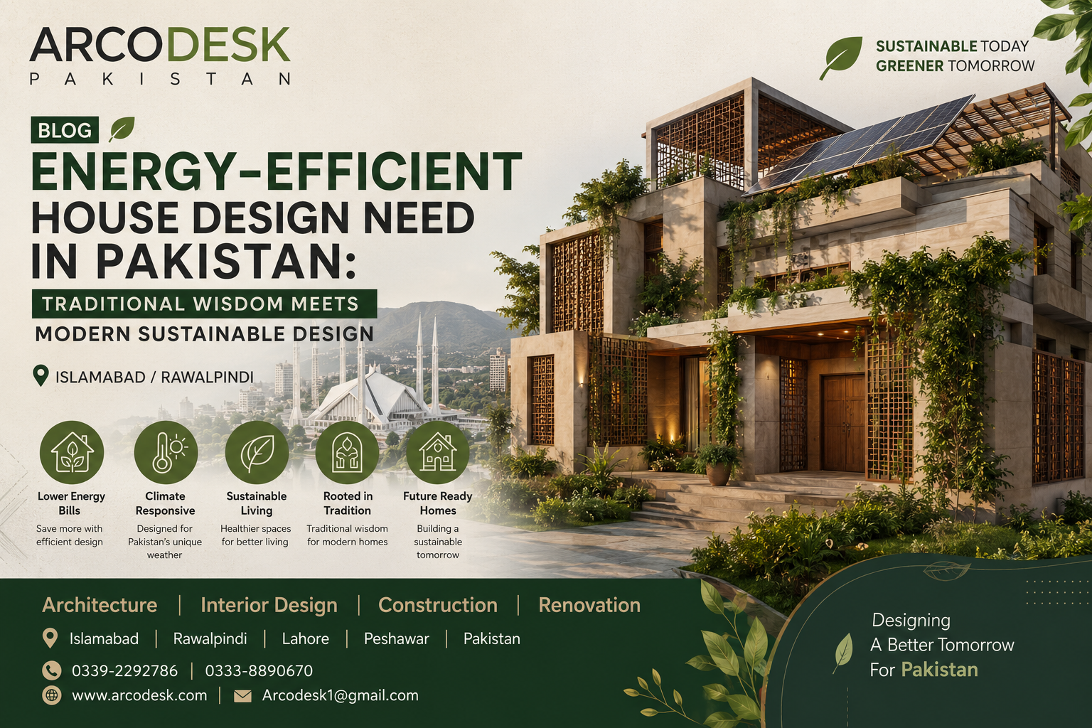 Energy-Efficient House Design Need in Pakistan Traditional Wisdom Meets Modern Sustainable Design in IslamabadRawalpindi
